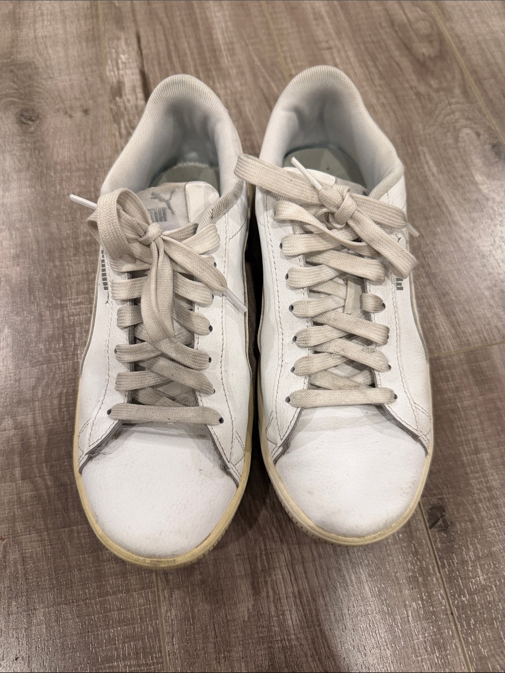Puma White Leather Low-Top Sneakers